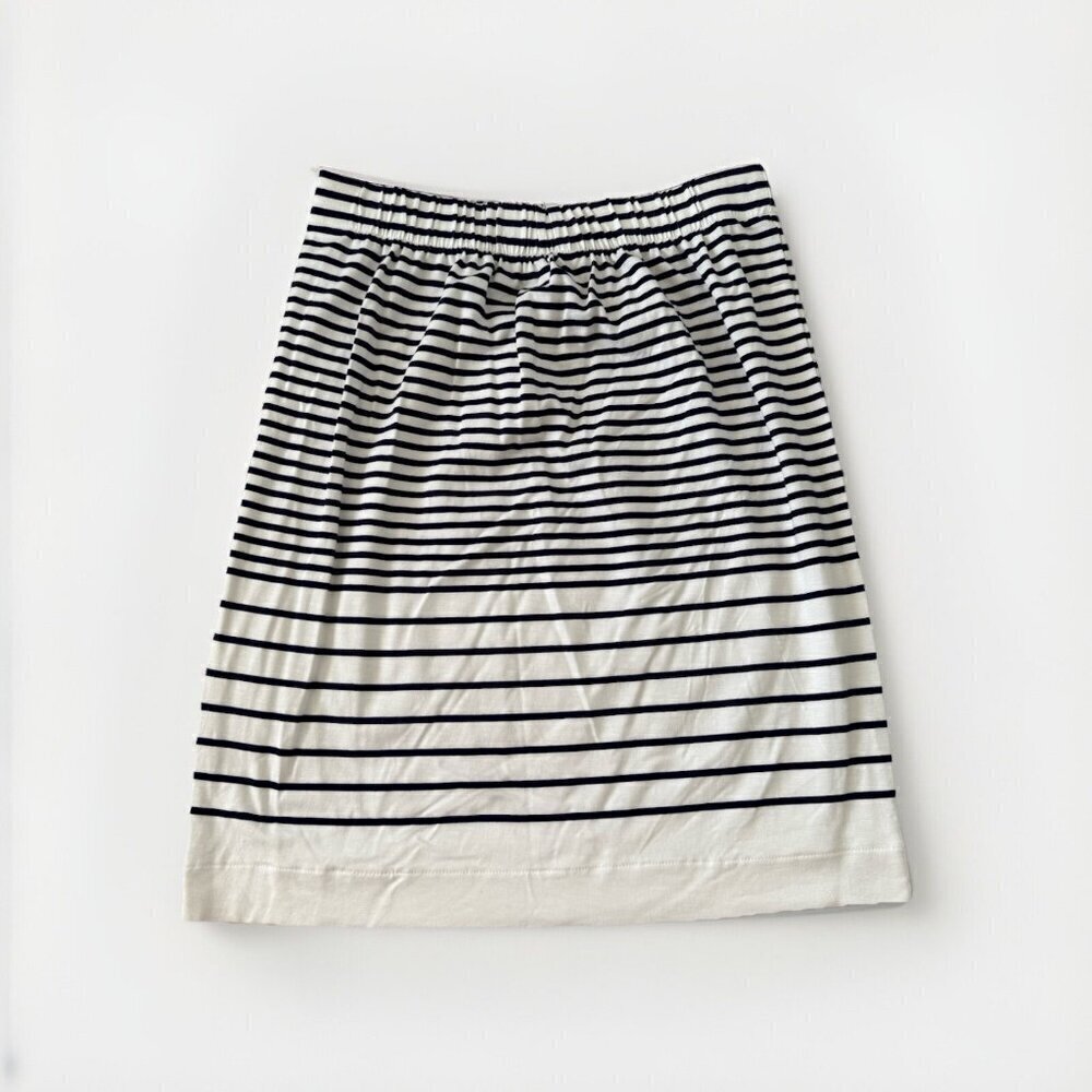 Ann Taylor LOFT Womens White Blue Striped Nautical Stretch Jersey Skirt Small